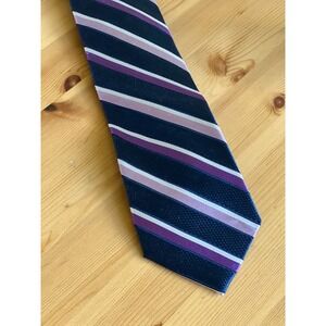 Bloomingdales Mens Necktie Blue‎ Purple Striped Business Career Neck Tie NWT $68